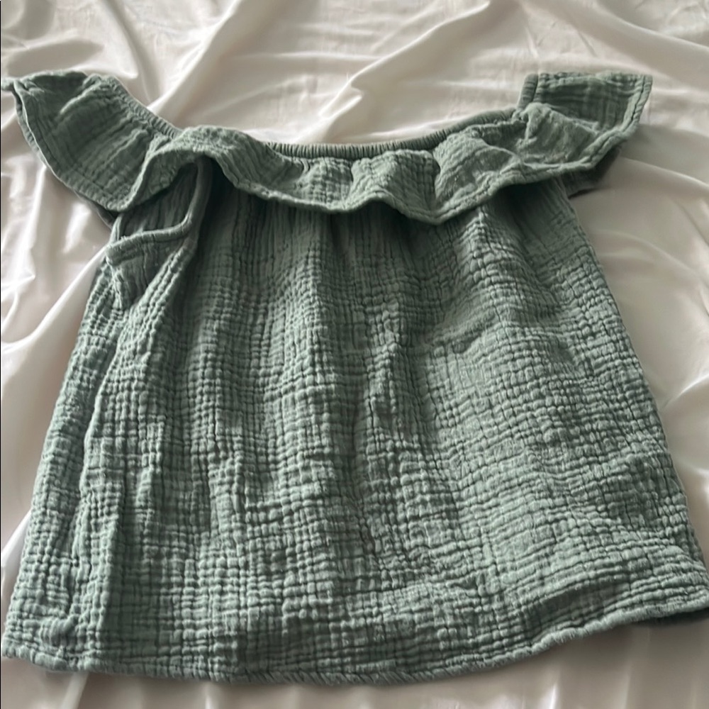 SO Green Ruffled Smocked Blouse